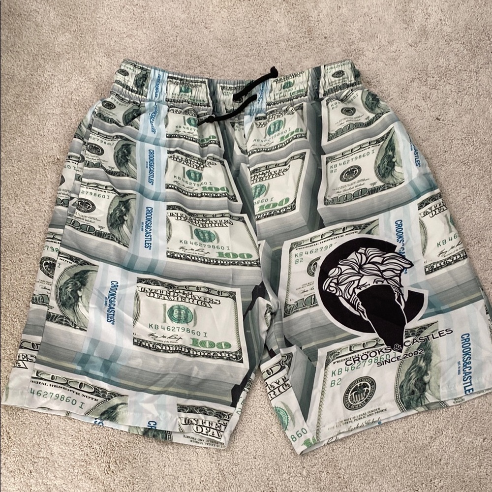 Crooks & Castles Green and Gray Athletic Shorts